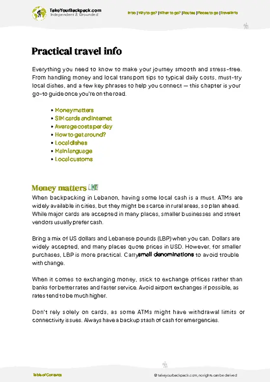 example page 7 from our offline Travel Guide for Lebanon