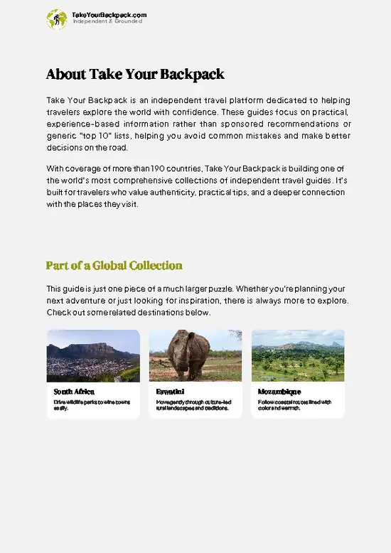 example page 1 from our offline Travel Guide for Lesotho
