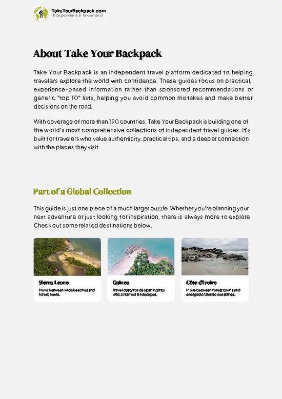 example page 1 from our offline Travel Guide for Liberia