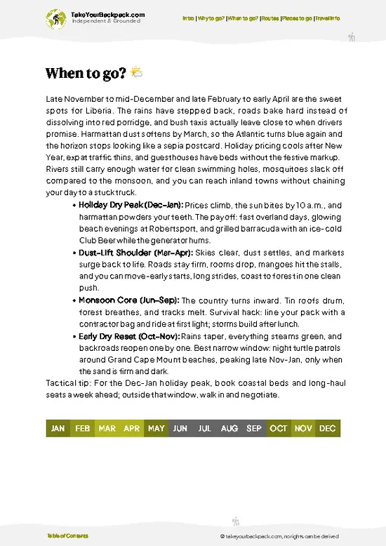 example page 3 from our offline Travel Guide for Liberia