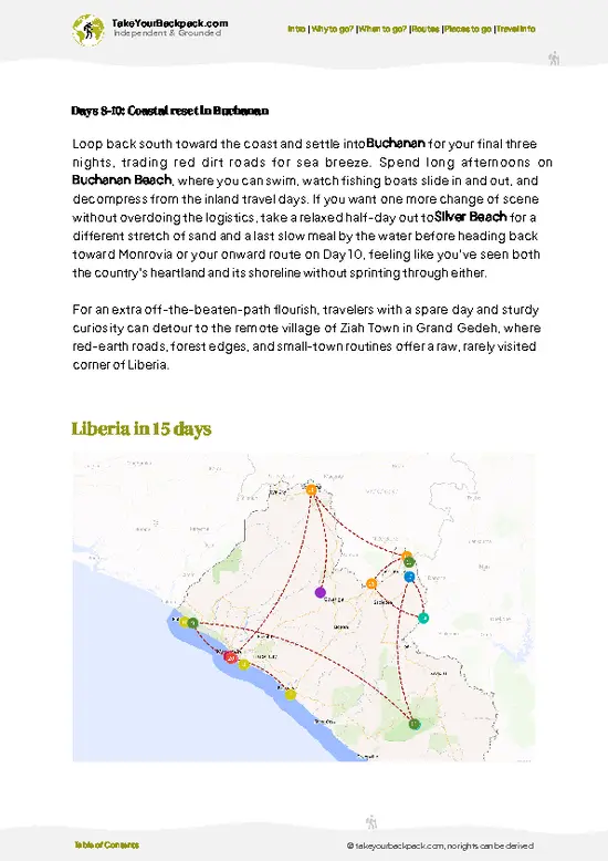 example page 4 from our offline Travel Guide for Liberia