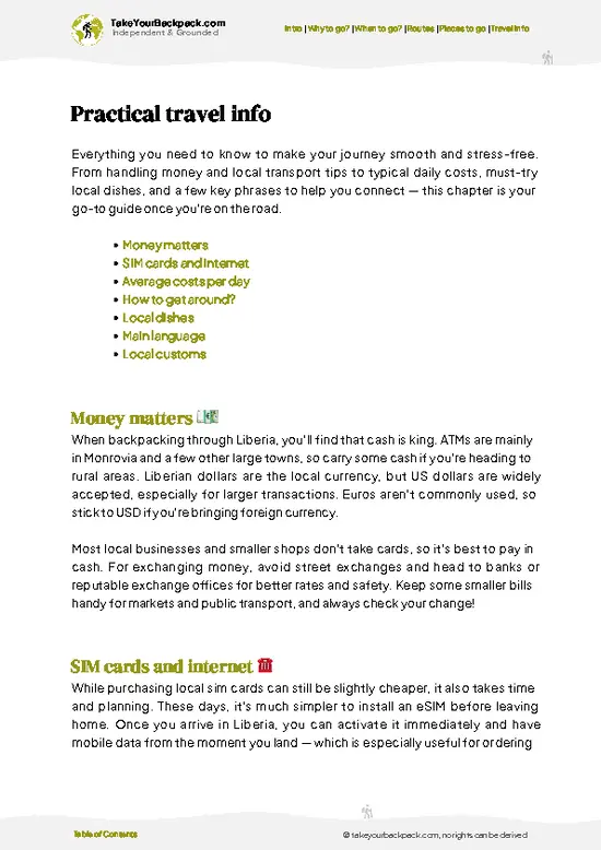 example page 7 from our offline Travel Guide for Liberia