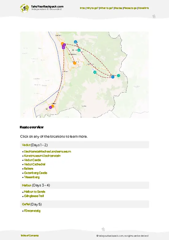 example page 4 from our offline Travel Guide for Liechtenstein