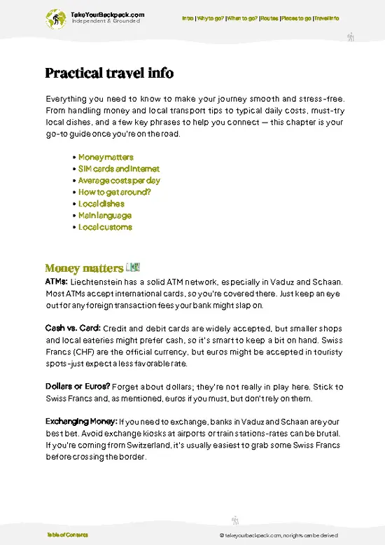 example page 7 from our offline Travel Guide for Liechtenstein