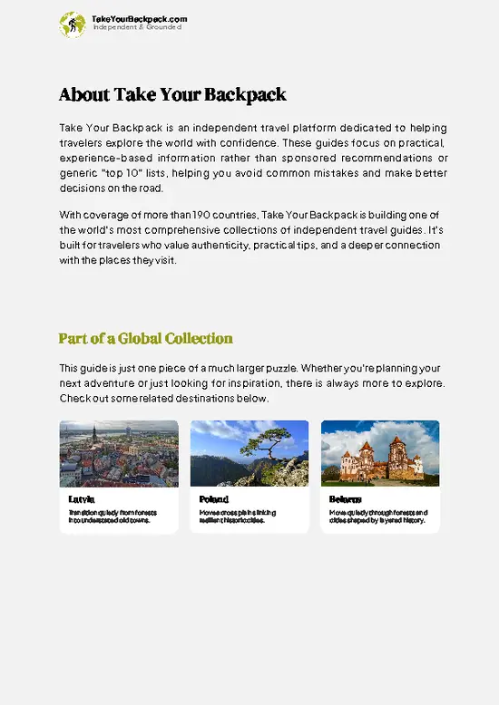 example page 1 from our offline Travel Guide for Lithuania