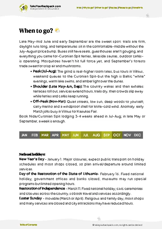 example page 3 from our offline Travel Guide for Lithuania