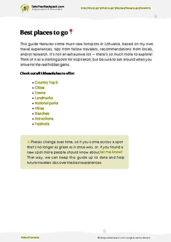 example page 5 from our offline Travel Guide for Lithuania