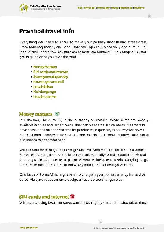 example page 7 from our offline Travel Guide for Lithuania