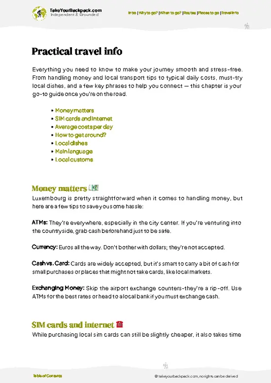 example page 7 from our offline Travel Guide for Luxembourg