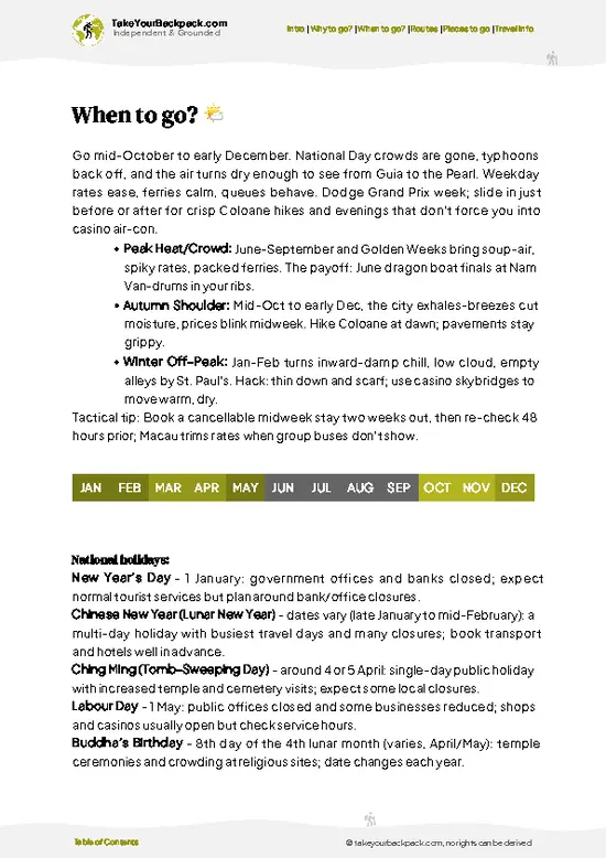 example page 3 from our offline Travel Guide for Macau