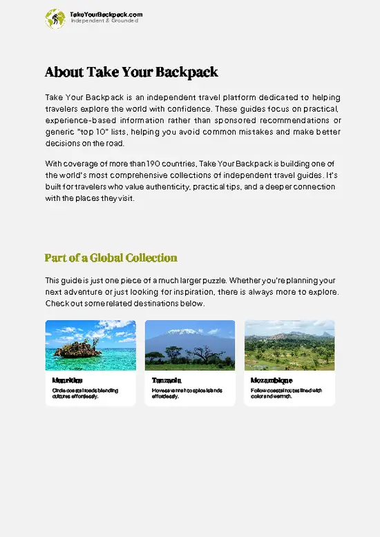 example page 1 from our offline Travel Guide for Madagascar