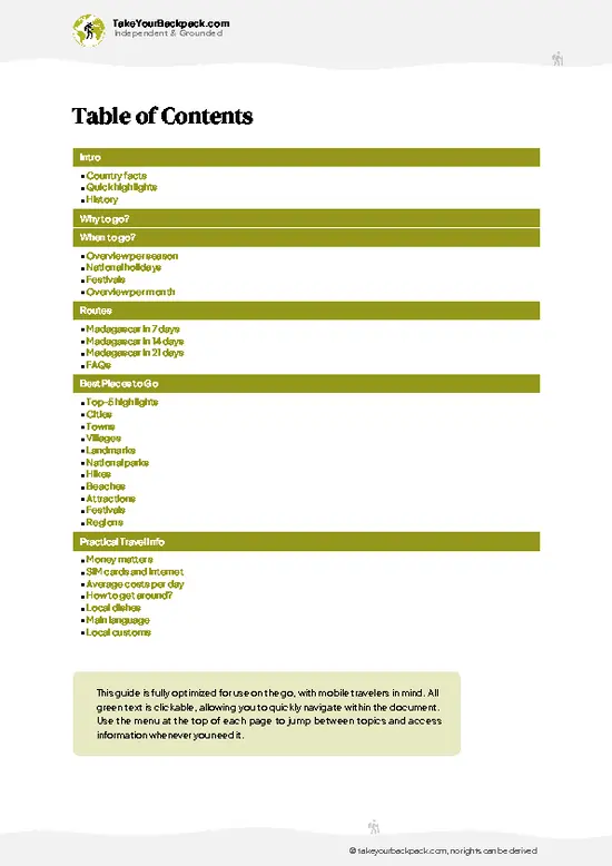 example page 2 from our offline Travel Guide for Madagascar