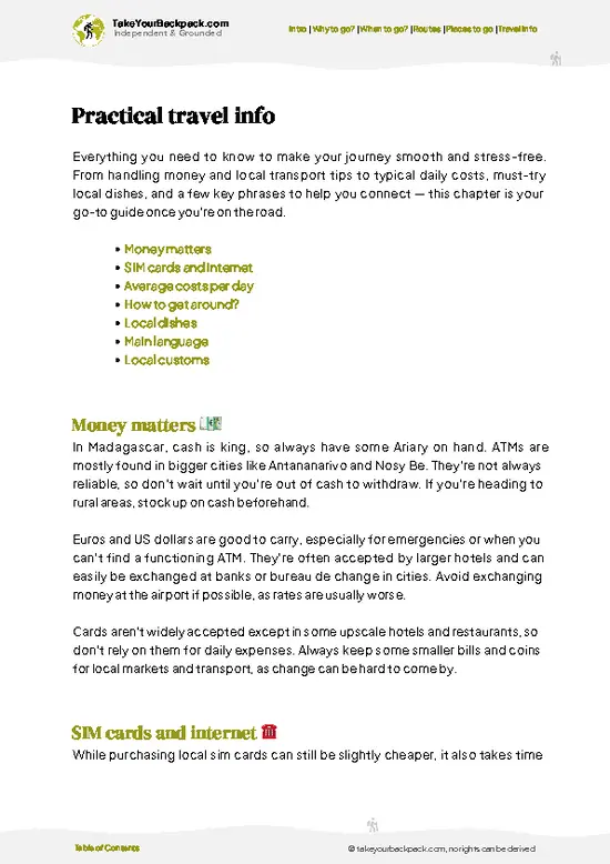 example page 7 from our offline Travel Guide for Madagascar