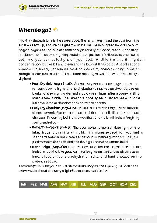 example page 3 from our offline Travel Guide for Malawi