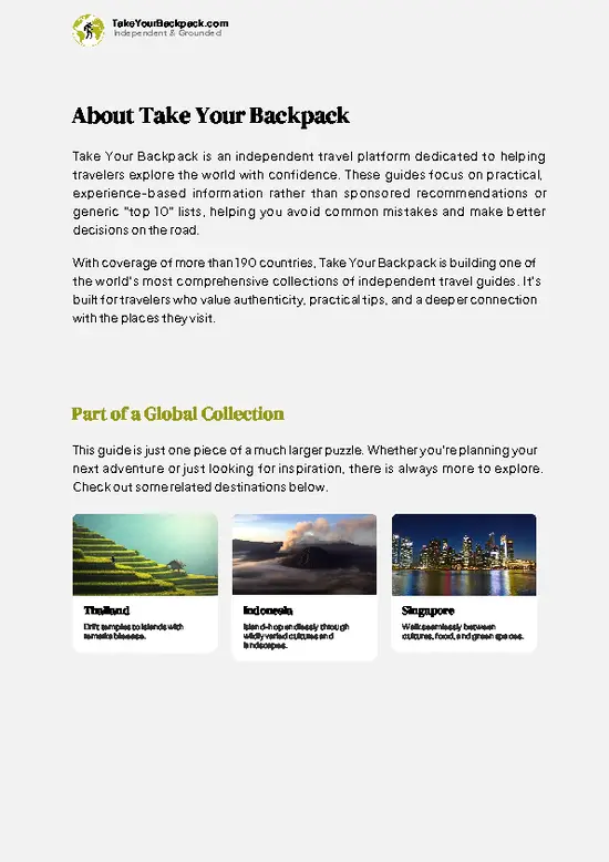 example page 1 from our offline Travel Guide for Malaysia