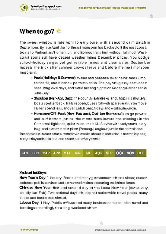 example page 3 from our offline Travel Guide for Malaysia