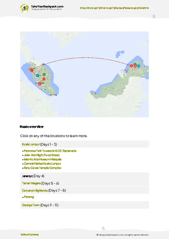 example page 4 from our offline Travel Guide for Malaysia