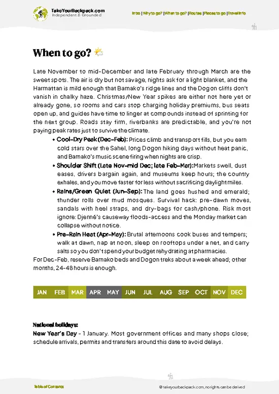 example page 3 from our offline Travel Guide for Mali