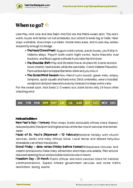 example page 3 from our offline Travel Guide for Malta