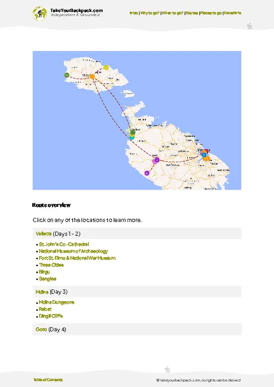 example page 4 from our offline Travel Guide for Malta