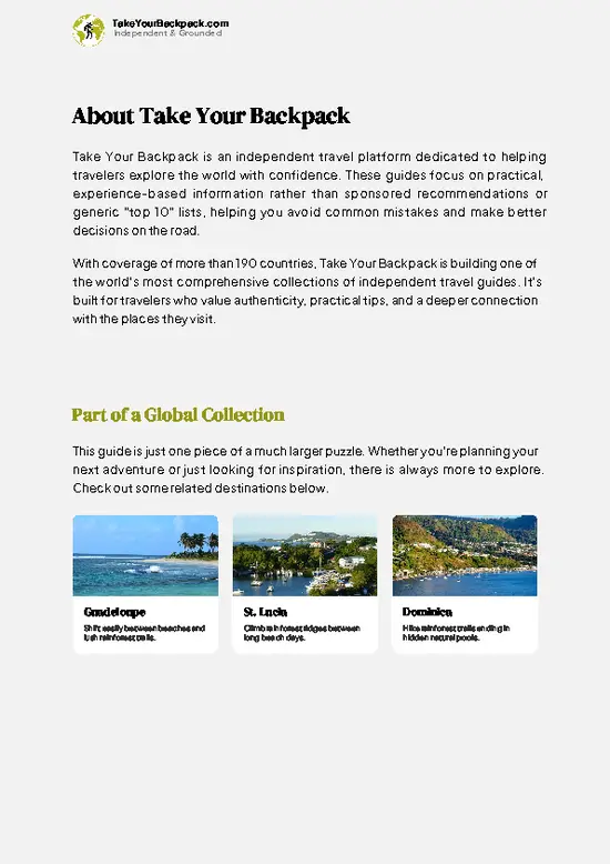 example page 1 from our offline Travel Guide for Martinique