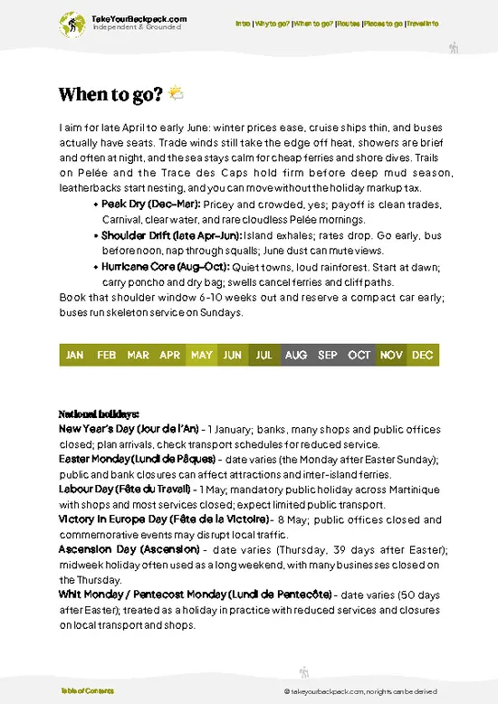 example page 3 from our offline Travel Guide for Martinique