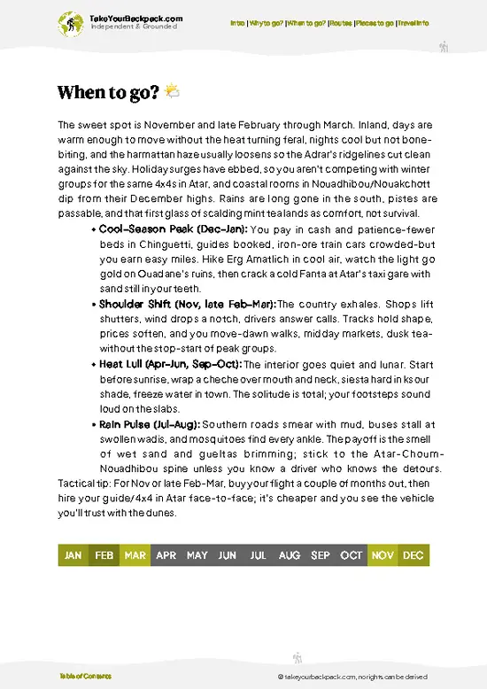 example page 3 from our offline Travel Guide for Mauritania