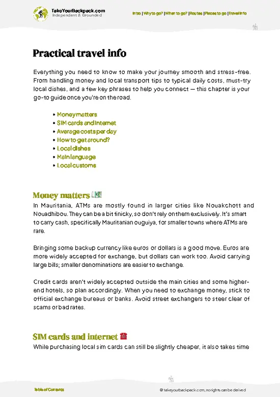 example page 7 from our offline Travel Guide for Mauritania