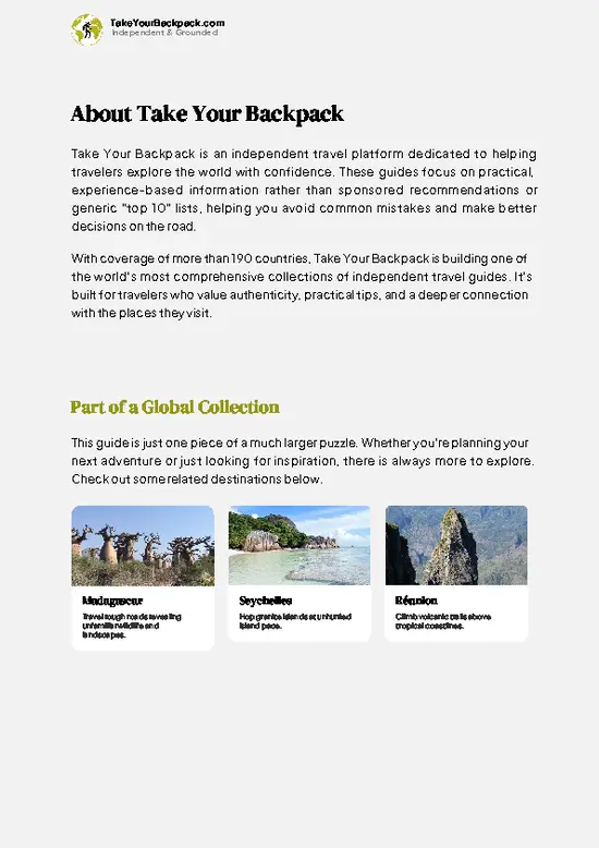 example page 1 from our offline Travel Guide for Mauritius
