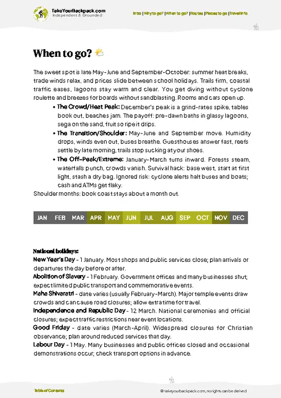 example page 3 from our offline Travel Guide for Mauritius