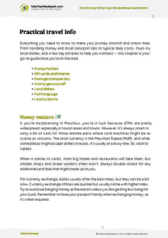 example page 7 from our offline Travel Guide for Mauritius