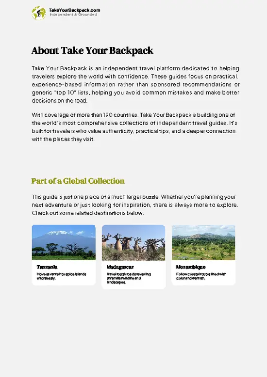 example page 1 from our offline Travel Guide for Mayotte