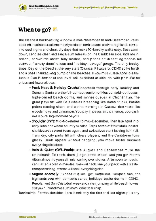 example page 3 from our offline Travel Guide for Mexico