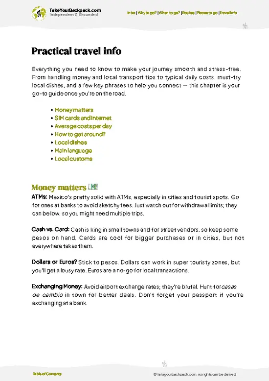 example page 7 from our offline Travel Guide for Mexico