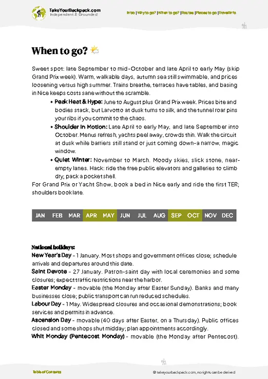 example page 3 from our offline Travel Guide for Monaco