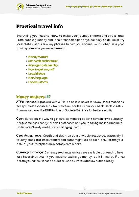 example page 7 from our offline Travel Guide for Monaco