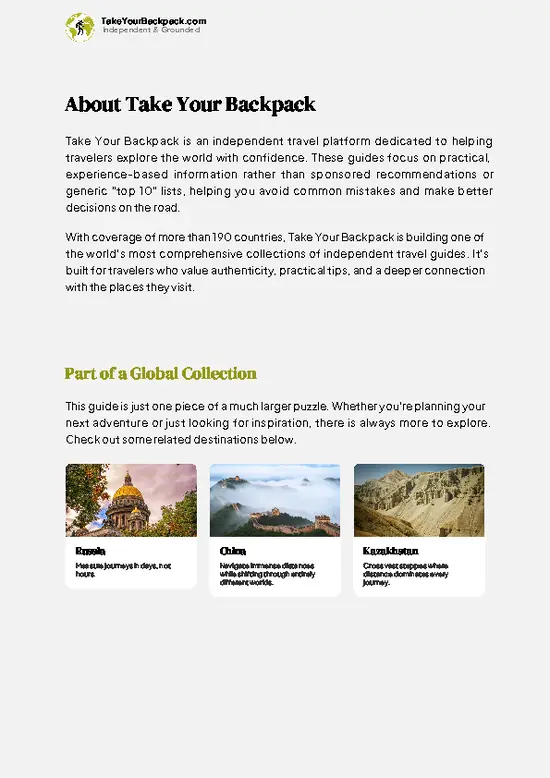 example page 1 from our offline Travel Guide for Mongolia