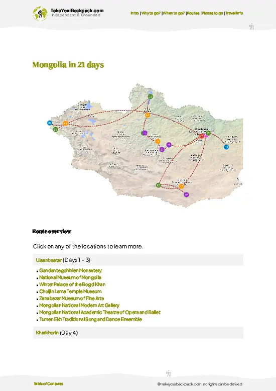 example page 4 from our offline Travel Guide for Mongolia