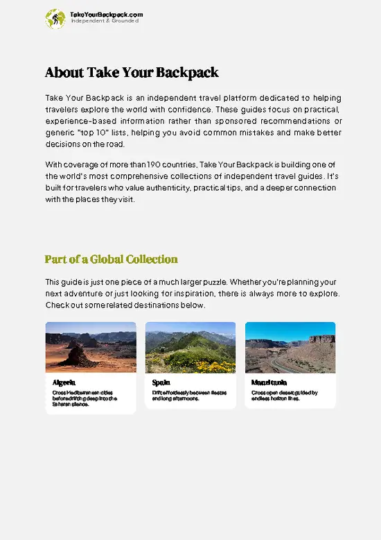 example page 1 from our offline Travel Guide for Morocco