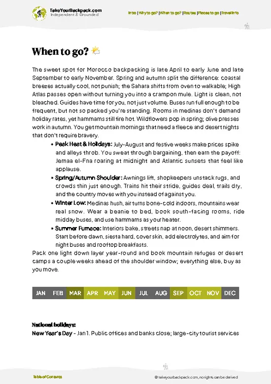 example page 3 from our offline Travel Guide for Morocco