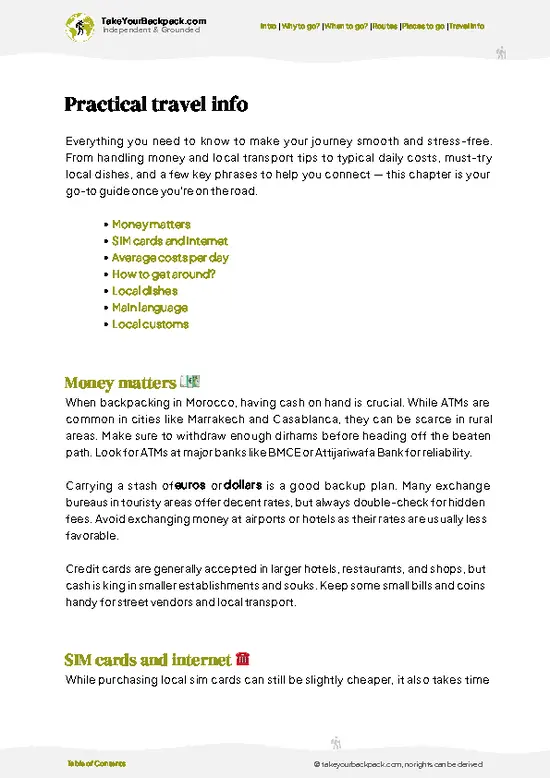example page 7 from our offline Travel Guide for Morocco