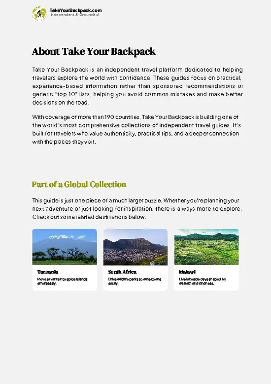 example page 1 from our offline Travel Guide for Mozambique