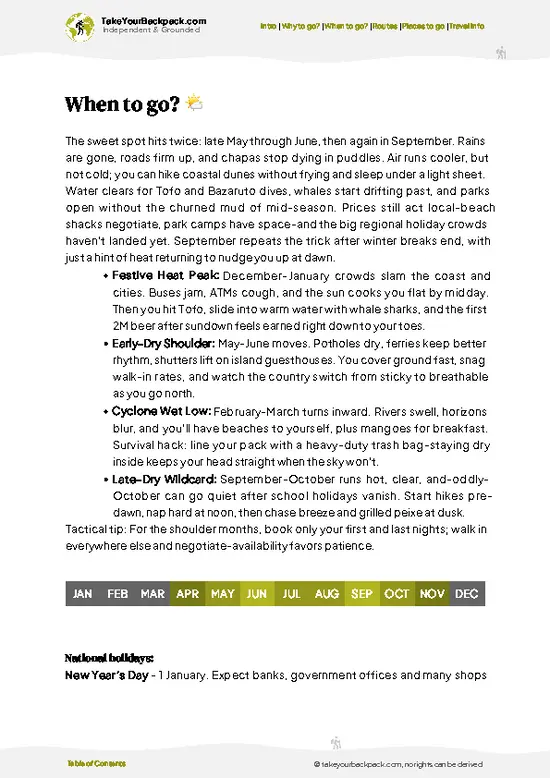 example page 3 from our offline Travel Guide for Mozambique