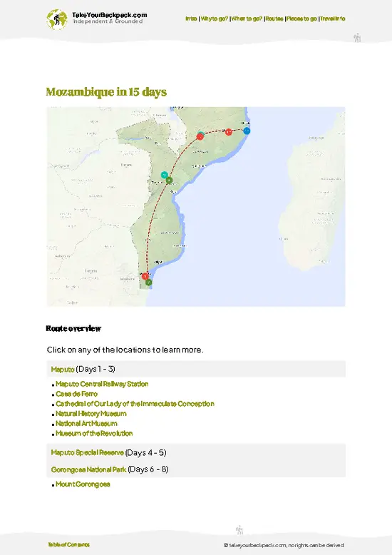 example page 4 from our offline Travel Guide for Mozambique