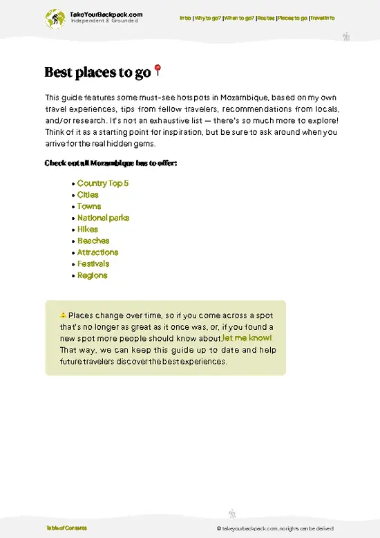 example page 5 from our offline Travel Guide for Mozambique