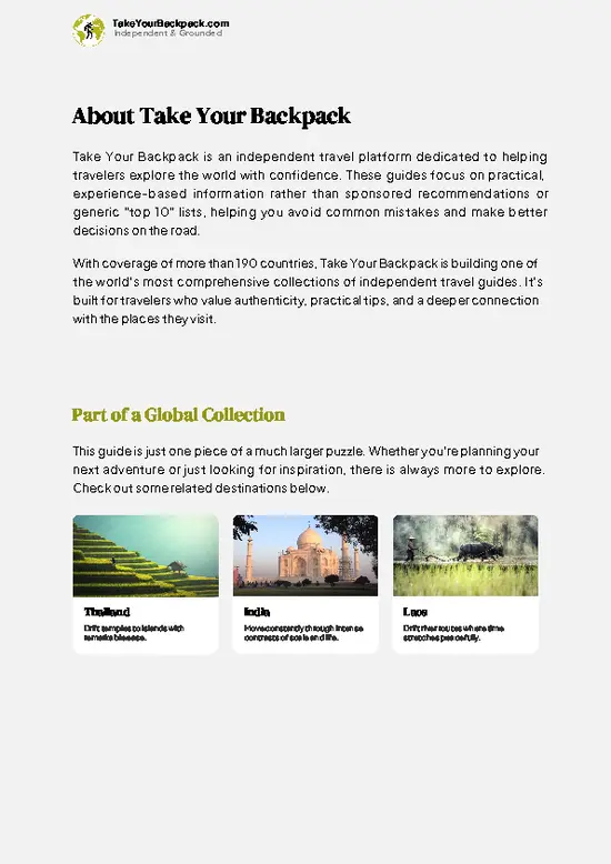 example page 1 from our offline Travel Guide for Myanmar