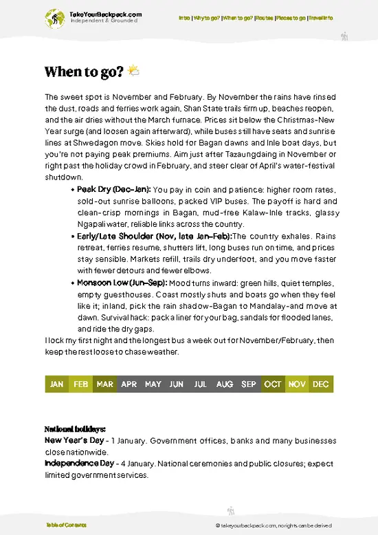 example page 3 from our offline Travel Guide for Myanmar