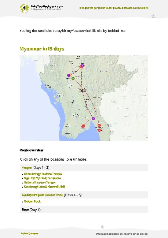 example page 4 from our offline Travel Guide for Myanmar