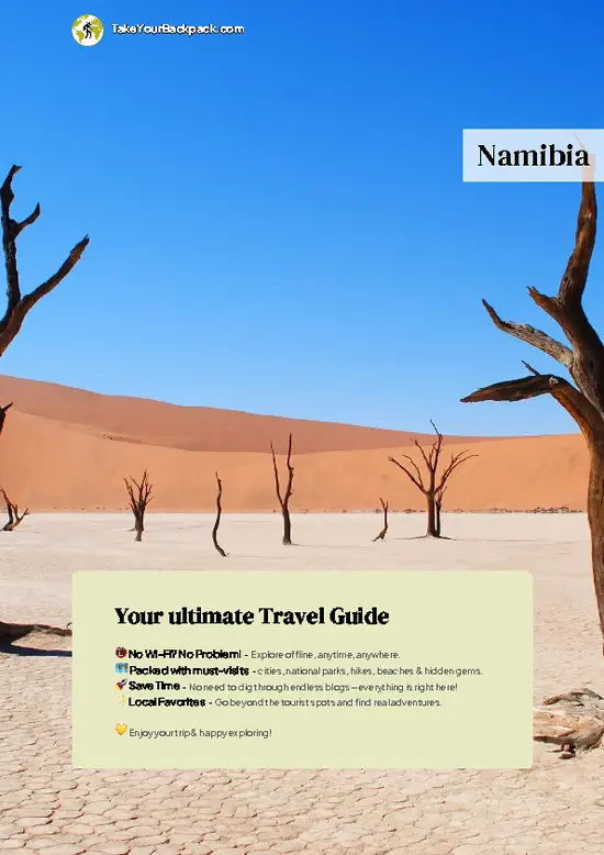 example page 0 from our offline Travel Guide for Namibia