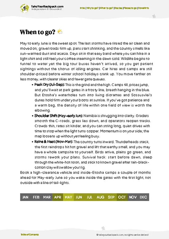 example page 3 from our offline Travel Guide for Namibia